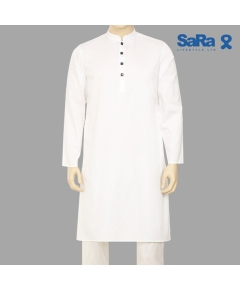 SaRa Mens Panjabi (MPJ13FCB-White), Size: S