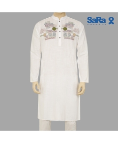 SaRa Men's Panjabi (MPJ152YJ-White), Size: S