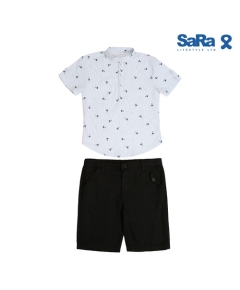 SaRa Boy's Set (BSP212PEK-White Printed), Baby Dress Size: 2-3 years