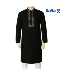 SaRa Mens Panjabi (MPJ63FM-Black), Size: S