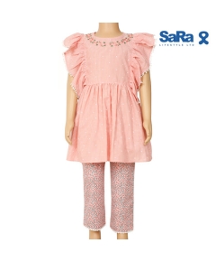 SaRa Girls Set (GFT63SFG-Peach), Baby Dress Size: 6-7 years