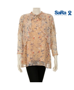 SaRa Ladies Fashion Tops (WFT492YJB-Brown print), Size: S