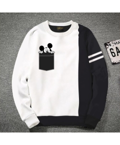 Premium Quality Mickey White & Black Color Cotton High Neck Full Sleeve Sweater for Men