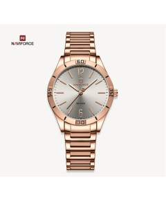 NAVIFORCE NF5029 Rose Gold Stainless Steel Analog Watch For Women - Gray & Rose Gold