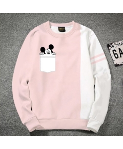 Premium Quality Mickey White & pink Color Cotton High Neck Full Sleeve Sweater for Men