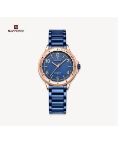 NAVIFORCE NF5021 Royal Blue Stainless Steel Analog Watch For Women - Rose Gold & Royal Blue