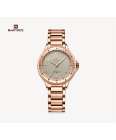 NAVIFORCE NF5021 Rose Gold Stainless Steel Analog Watch For Women - Gray & Rose Gold