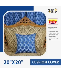 Decorative Cushion Cover, Navy Blue (20x20) Buy 1 Get 1 Free_77020