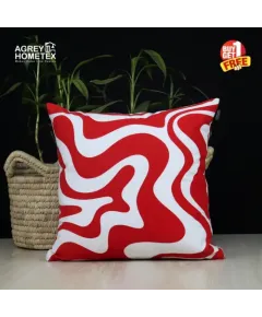 Cushion Cover, Red & White, (20x20), Buy 1 Get 1 Free_78283