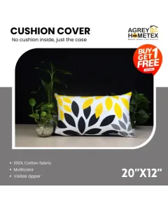 Exclusive Cushion Cover, Black, Yellow, Ash, (20x12) Buy 1 Get 1 Free_78317