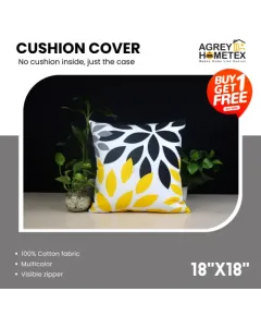 Exclusive Cushion Cover, Black, Yellow, Ash, (16x16) Buy 1 Get 1 Free_78314