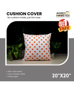 Decorative Cushion Cover, Orange & White (20x20) Buy 1 Get 1 Free_78423