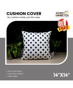 Decorative Cushion Cover, Black & White (20x12) Buy 1 Get 1 Free_78439