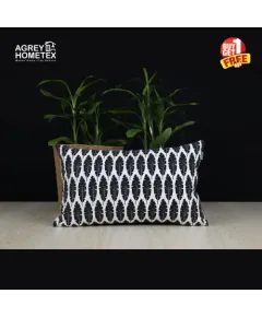 Cushion Cover, Black & White, (20''x12''), Buy 1 Get 1 Free_77062