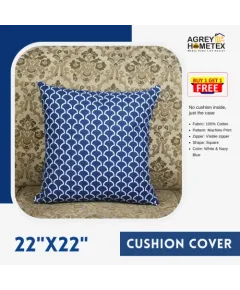 Decorative Cushion Cover, Navy Blue (22x22), Buy 1 Get 1 free_77656