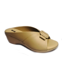 BAY Ladies Open HEEL Yellow Beige Gold Shoes