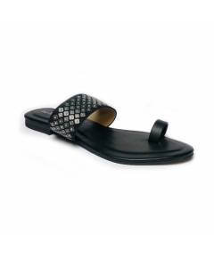 Bay Ladies Open Flats Black Shoes