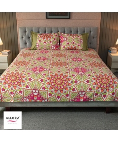 Alpana Print Bedsheet -  Magenta