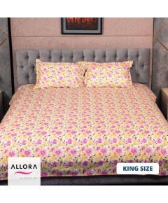 Yellow Rose Print Cotton Bedsheet