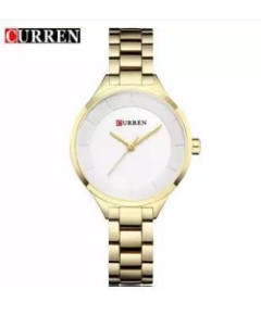 CURREN 9015 Golden Stainless Steel Watch For Women - White & Golden