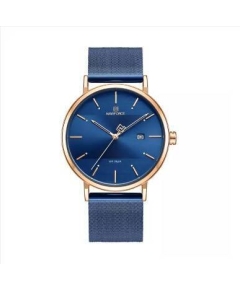 NAVIFORCE NF3008G Royal Blue Mesh Stainless Steel Analog Watch For Men - RoseGold & Royal Blue