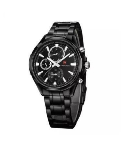 Black Stainless Steel Chronograph Wrist Watch for Men