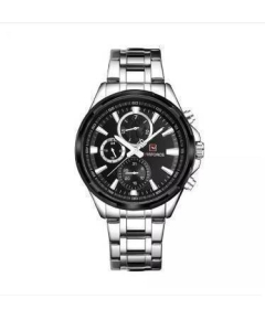 Silver Stainless Steel Chronograph Wrist Watch for Men