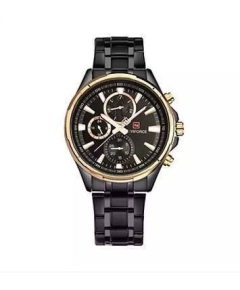 Black Stainless Steel Chronograph Wrist Watch for Men