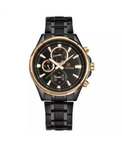 NAVIFORCE NF9089 Black Stainless Steel Chronograph Watch For Men - Black & Rose Gold