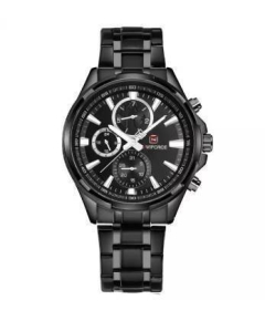 NAVIFORCE NF9089 Black Stainless Steel Chronograph Watch For Men - Black