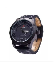 Artificial Leather Analog Watch for Men - Black