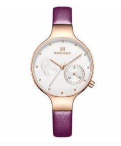 NAVIFORCE NF5001 Purple PU Leather Sub-Dial Chronograph Women's Watch