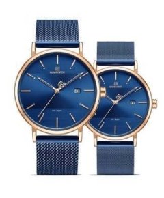 NAVIFORCE NF3008 Royal Blue Mesh Stainless Steel Analog Couple Watch