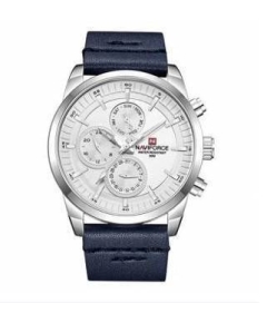 NAVIFORCE NF9148 Navy Blue PU Leather Chronograph Watch For Men