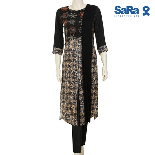 SaRa Ladies Ethnic 3 pcs (SRPW109A-Beige Print)