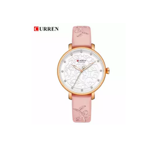 CURREN 9046 Pink PU Leather Analog Watch