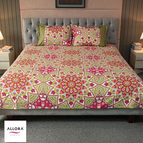 Alpana Print Bedsheet -  Magenta