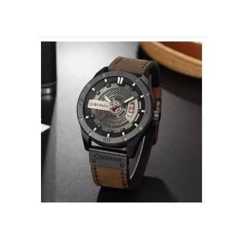 Curren 8301 - Chocolate Leather Analog Watch for Men, 2 image